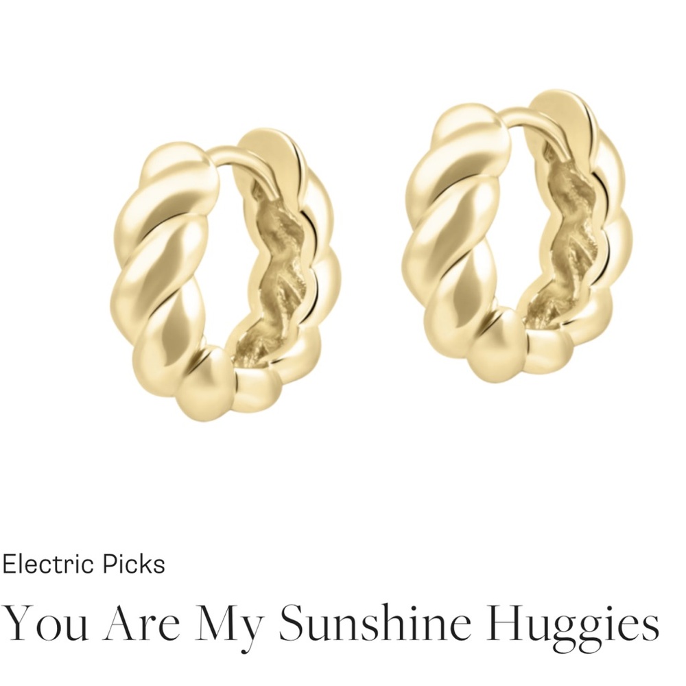 Twisted Gold Huggie Earrings, brand new, never used